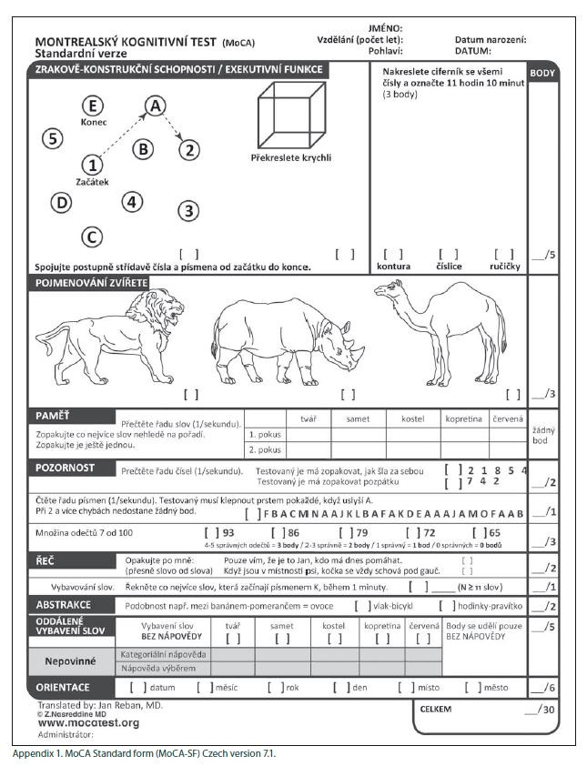 montreal cognitive assessment test pdf